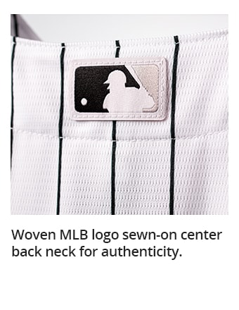 Woven MLB logo sewn-on center back neck for authenticity.