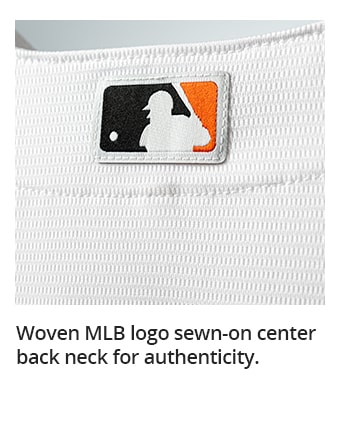 Woven MLB logo sewn-on center back neck for authenticity.