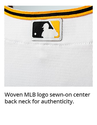 Woven MLB logo sewn-on center back neck for authenticity.