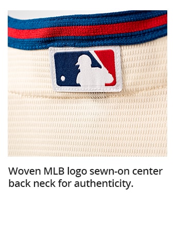 Woven MLB logo sewn-on center back neck for authenticity.