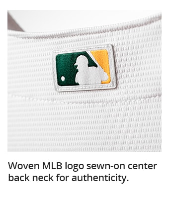Woven MLB logo sewn-on center back neck for authenticity.