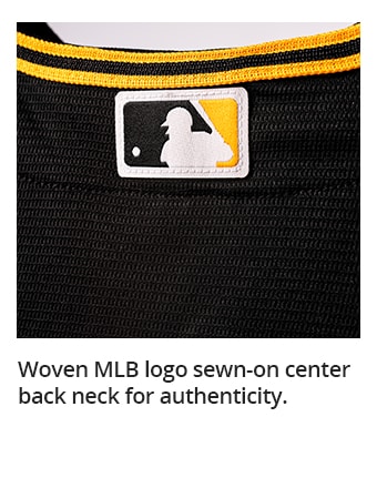 Woven MLB logo sewn-on center back neck for authenticity.