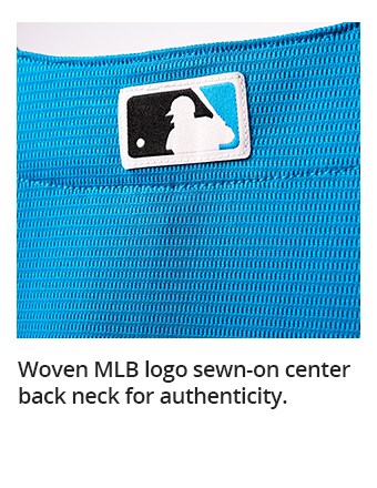 Woven MLB logo sewn-on center back neck for authenticity.