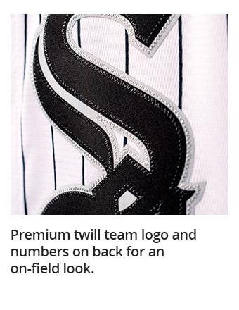 Premium twill team logo and numbers on back for an on-field look.