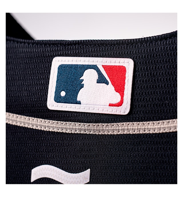 Woven MLB logo sewn-on center back neck for authenticity.
