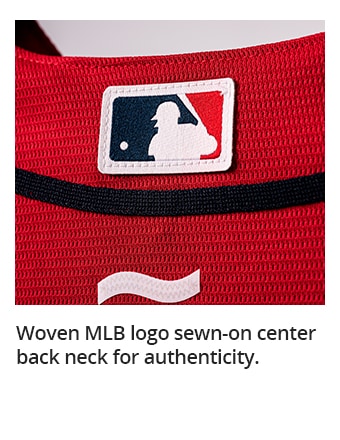 Woven MLB logo sewn-on center back neck for authenticity.