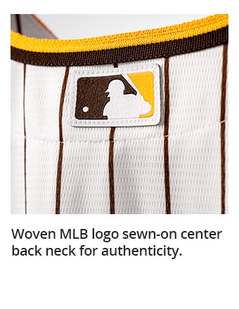 Woven MLB logo sewn-on center back neck for authenticity.
