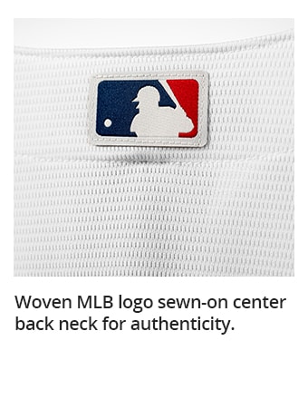 Woven MLB logo sewn-on center back neck for authenticity.