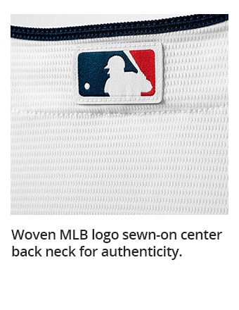 Woven MLB logo sewn-on center back neck for authenticity.