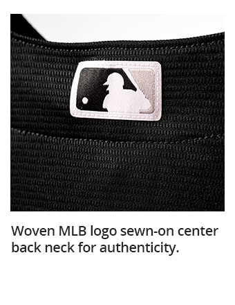Woven MLB logo sewn-on center back neck for authenticity.