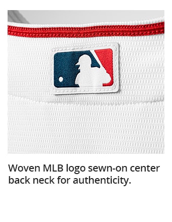 Woven MLB logo sewn-on center back neck for authenticity.