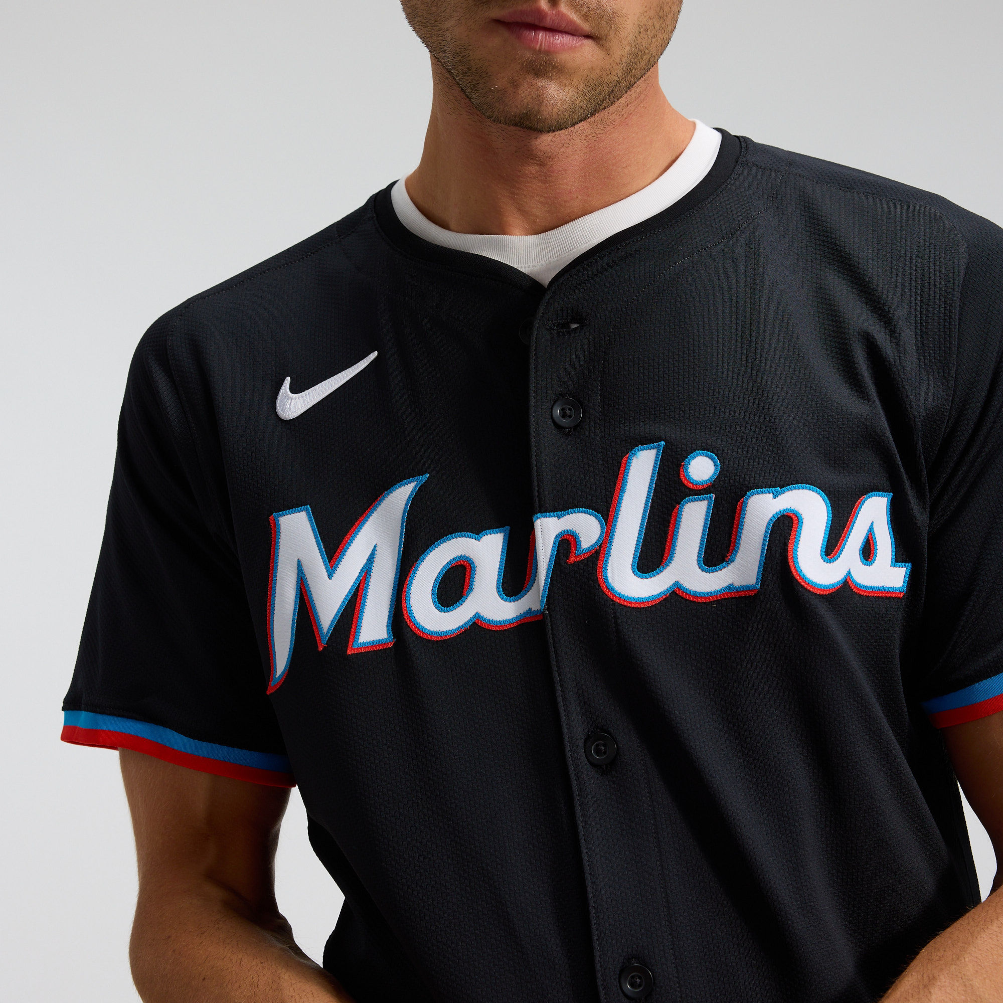Men's Miami Marlins Nike Black Alternate Vapor Premier Elite Patch