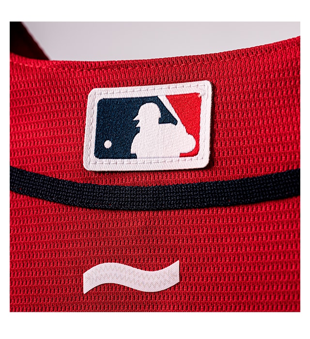 Woven MLB logo sewn-on center back neck for authenticity.