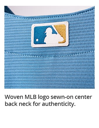 Woven MLB logo sewn-on center back neck for authenticity.
