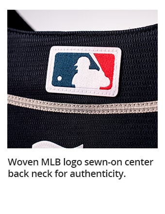 Woven MLB logo sewn-on center back neck for authenticity.