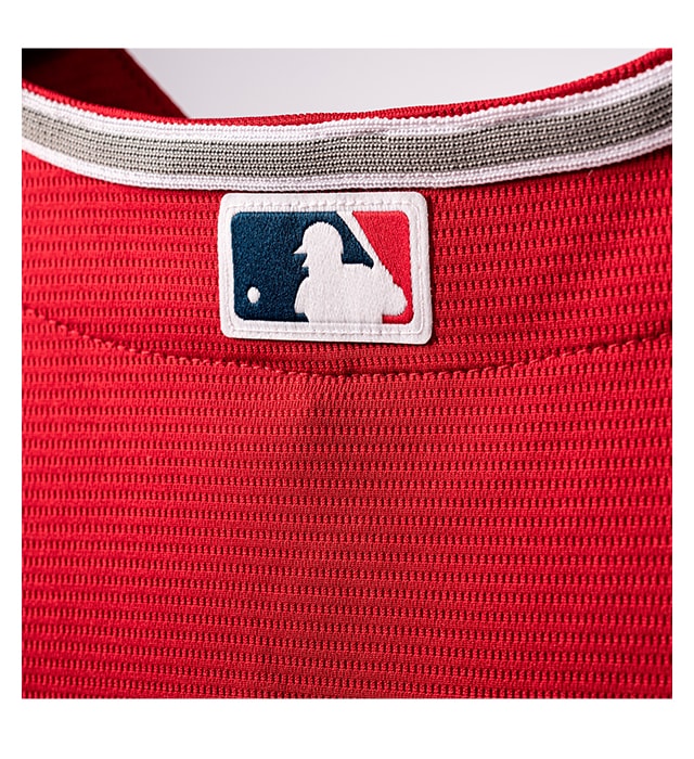 Woven MLB logo sewn-on center back neck for authenticity.