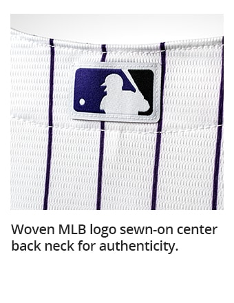 Woven MLB logo sewn-on center back neck for authenticity.