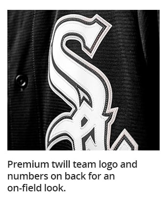 Premium twill team logo and numbers on back for an on-field look.