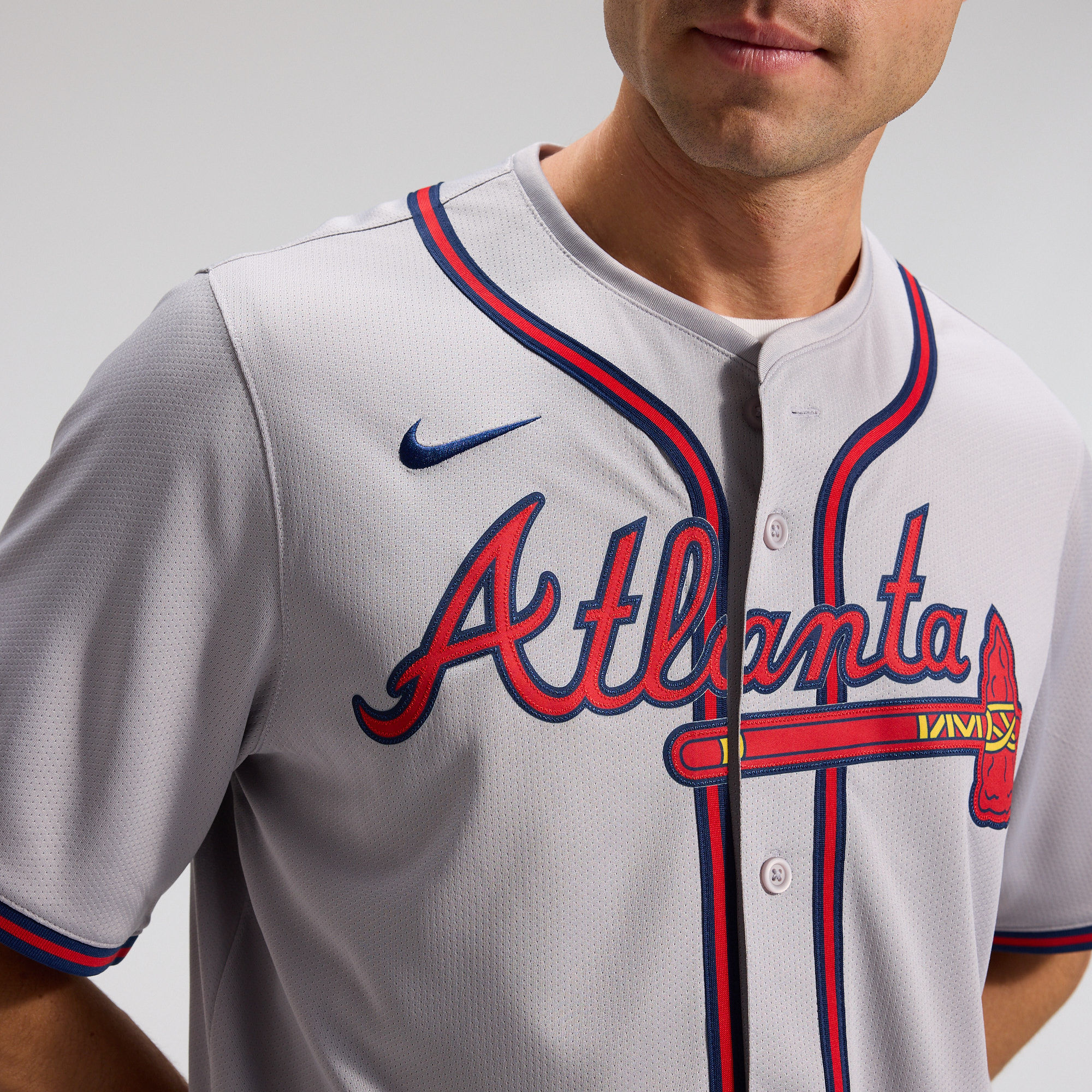 Men's Atlanta Braves Matt Olson Nike Gray Road Limited Player Jersey
