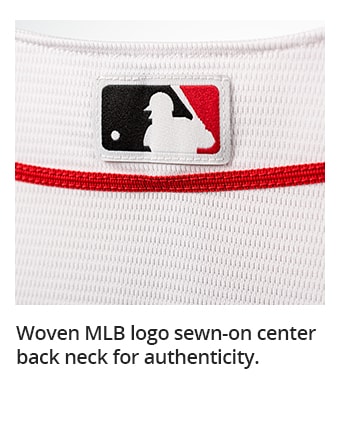 Woven MLB logo sewn-on center back neck for authenticity.