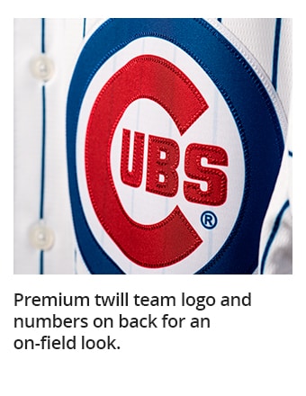 Premium twill team logo and numbers on back for an on-field look.