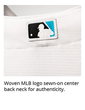 Woven MLB logo sewn-on center back neck for authenticity.