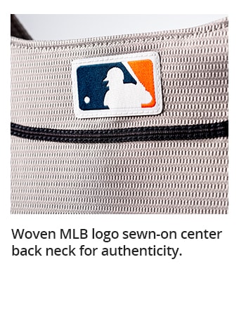 Woven MLB logo sewn-on center back neck for authenticity.