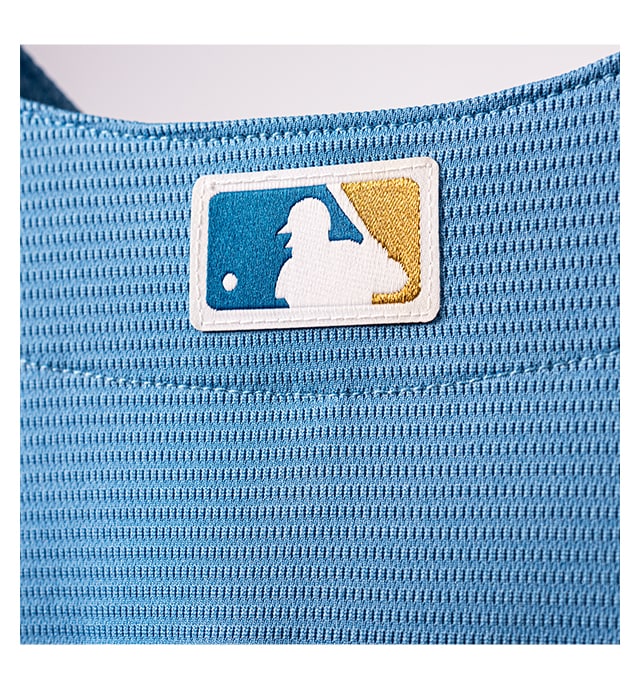 Woven MLB logo sewn-on center back neck for authenticity.