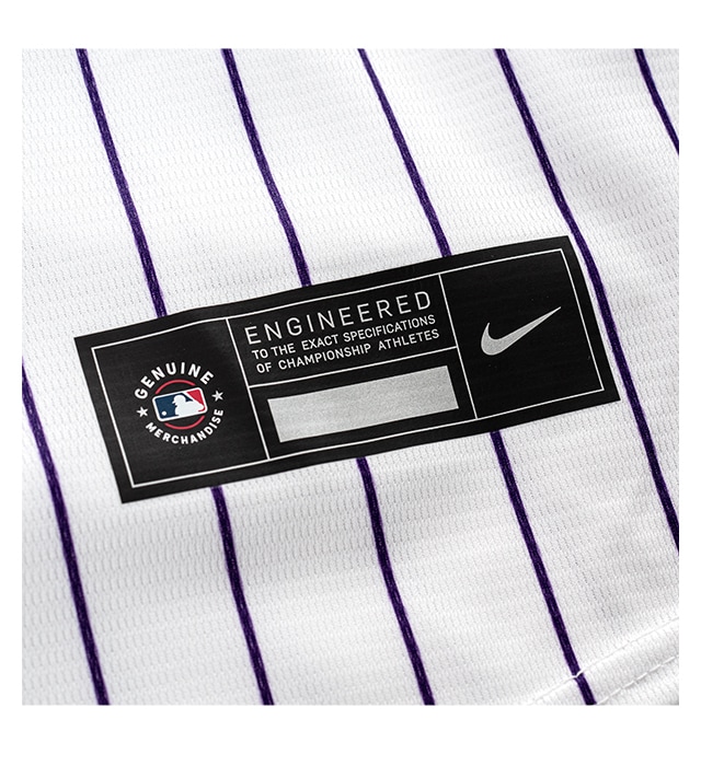 Genuine heat transferred MLB Nike jock tag on moisture-wicking fabric.