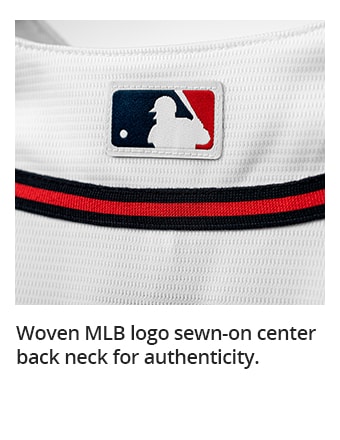 Woven MLB logo sewn-on center back neck for authenticity.