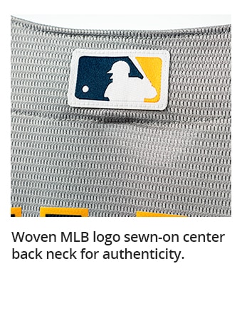 Woven MLB logo sewn-on center back neck for authenticity.